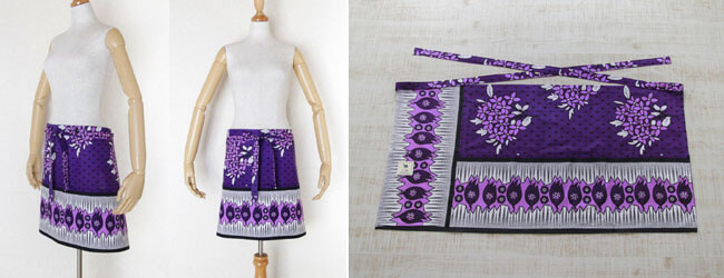 アフリカ布のエプロン_紫